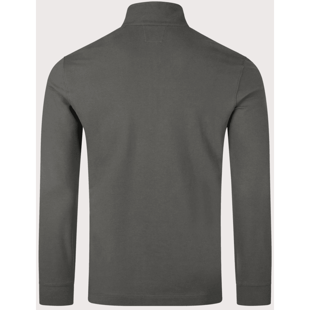 Long Sleeve Pique Quarter Zip Grey Polo