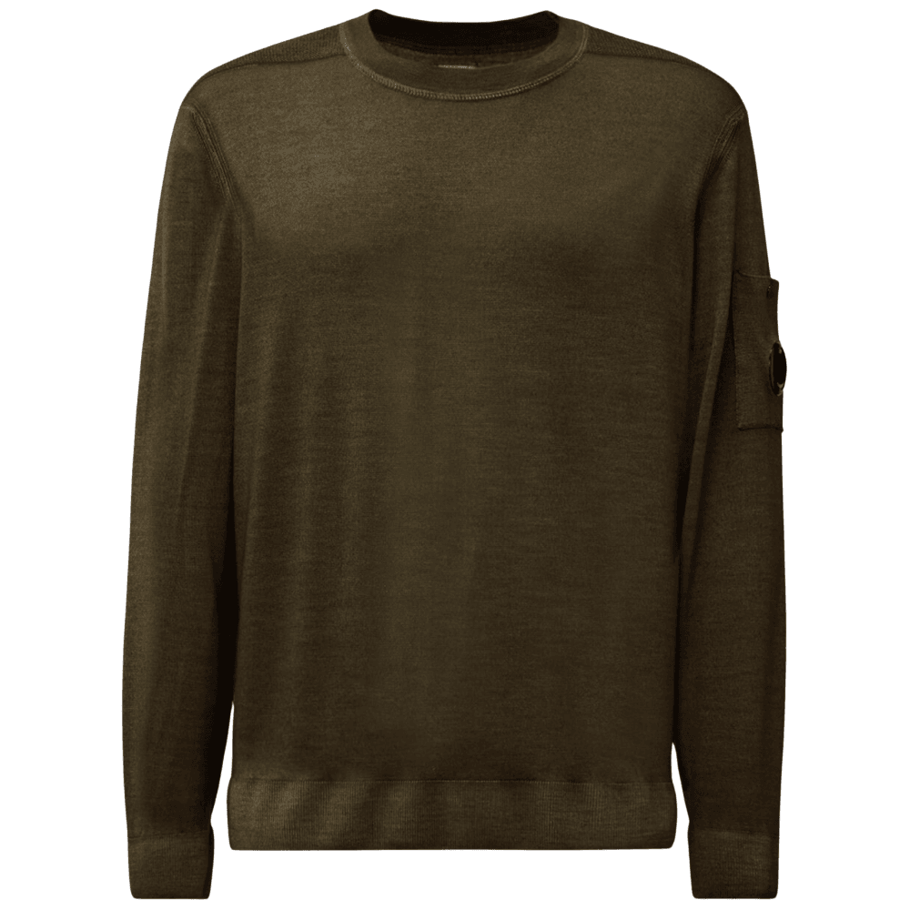 Merino Wool Lens Logo Khaki Knitwear Sweater