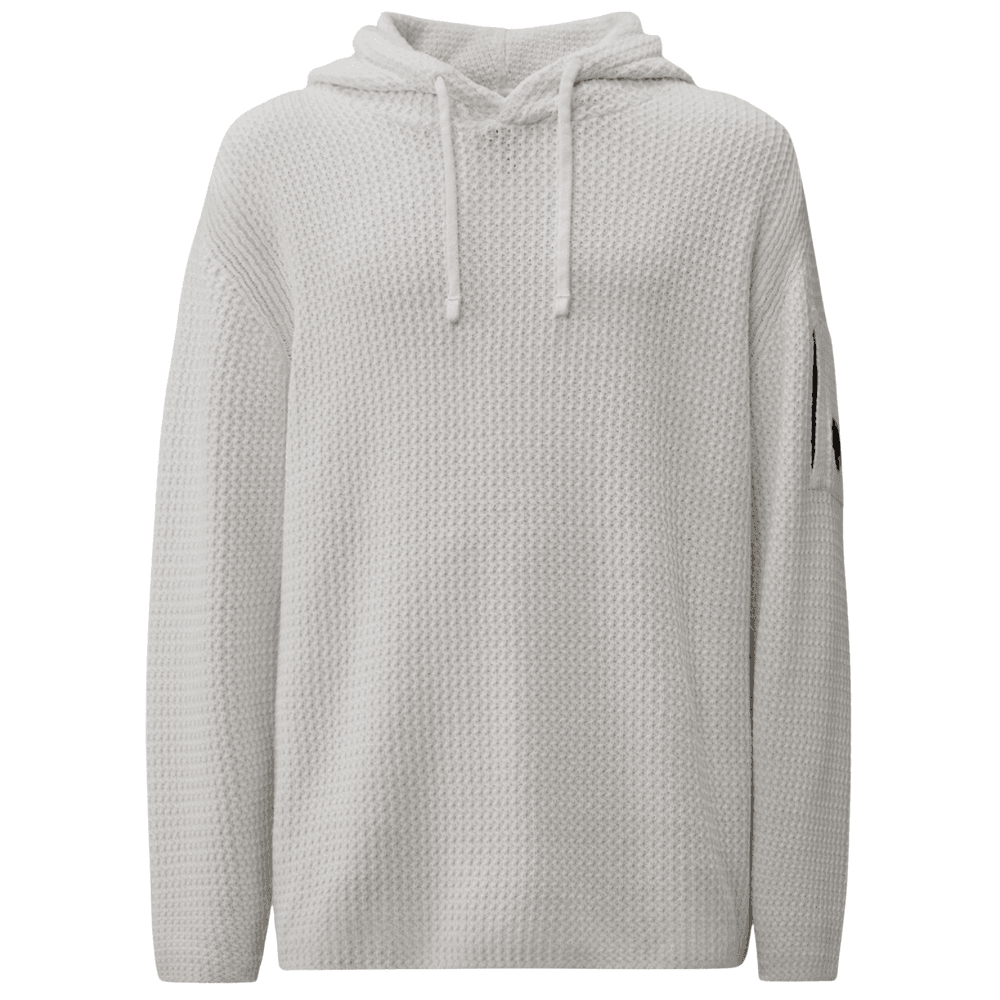Chenille Cotton Textured White Hoodie