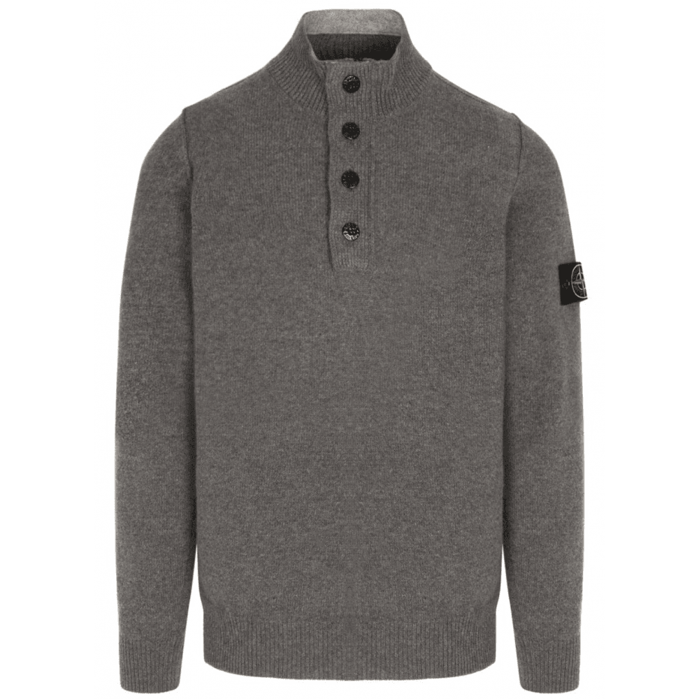 Half Zip Lambswool Grey Knitwear Jumper