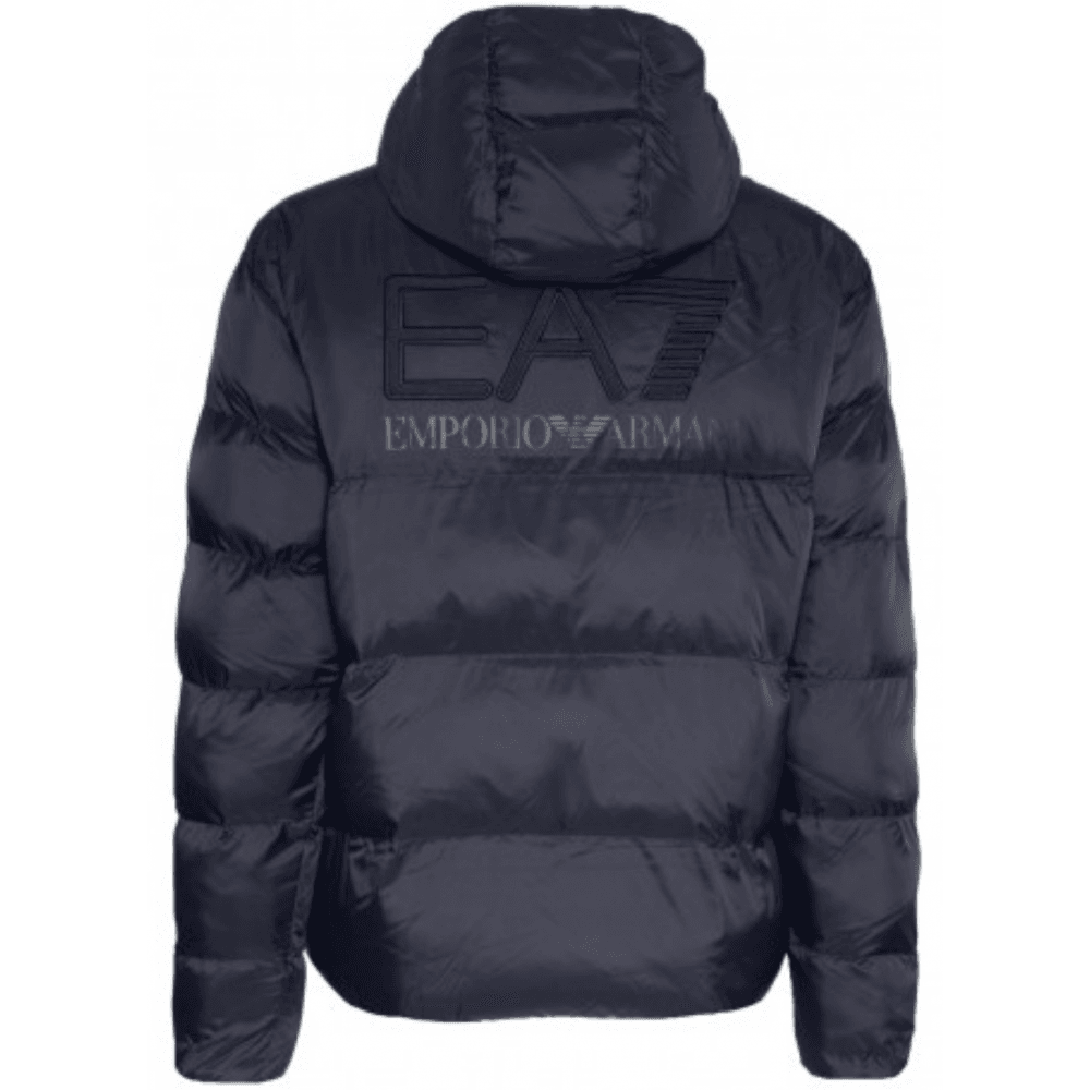 Rear Embroidered Logo Navy Puffer Jacket