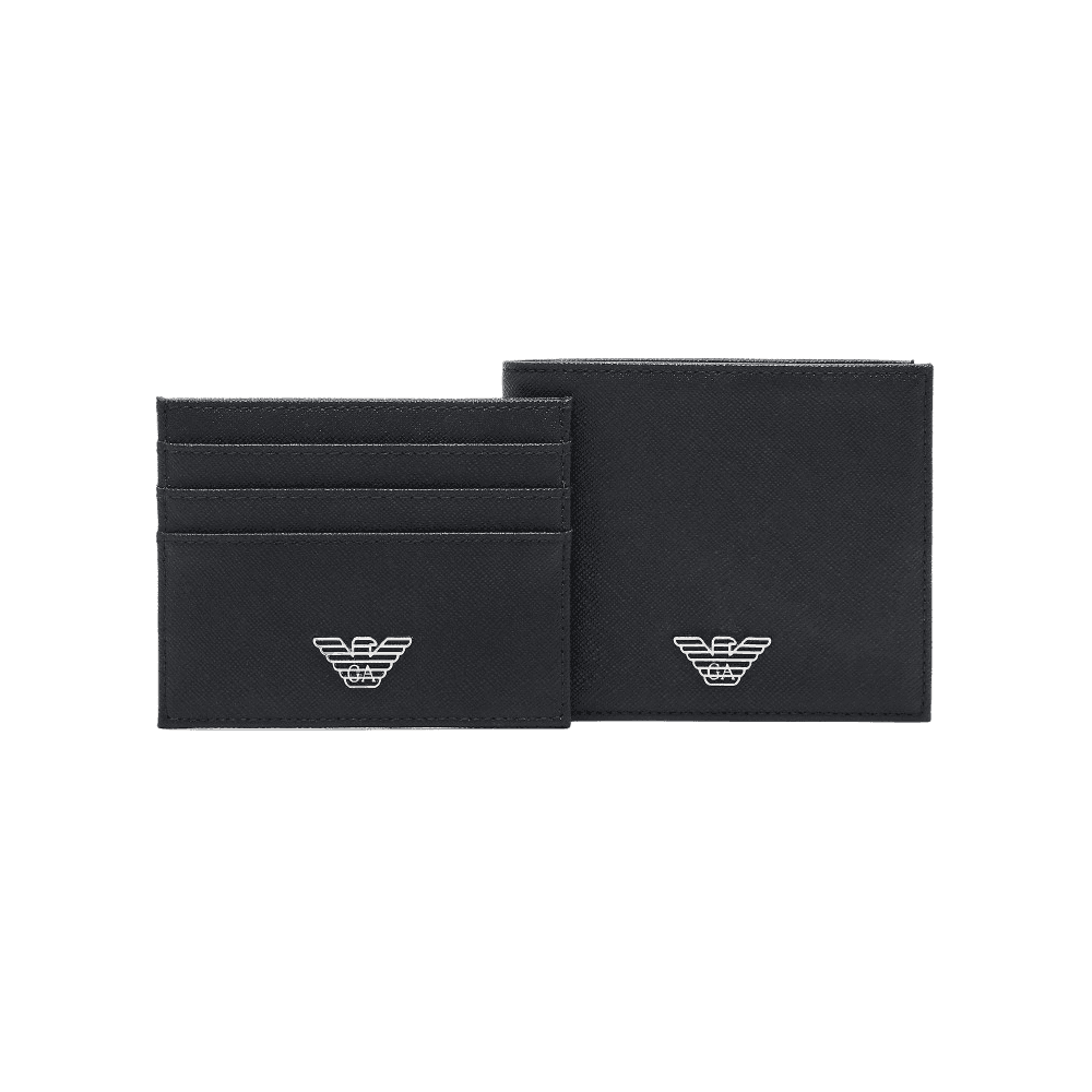 ASV Eagle Logo Black Leather Wallet & Card Holder Gift Box