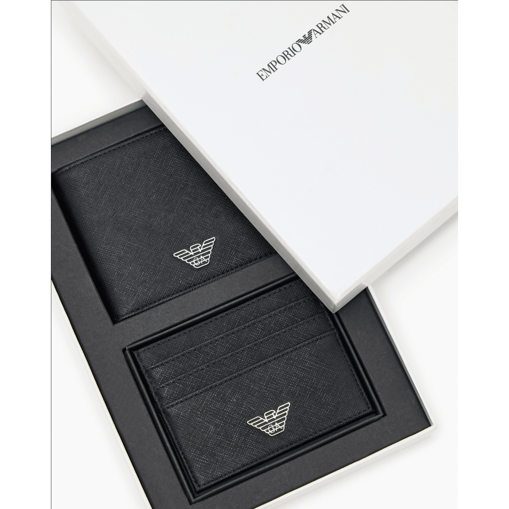 ASV Eagle Logo Black Leather Wallet & Card Holder Gift Box