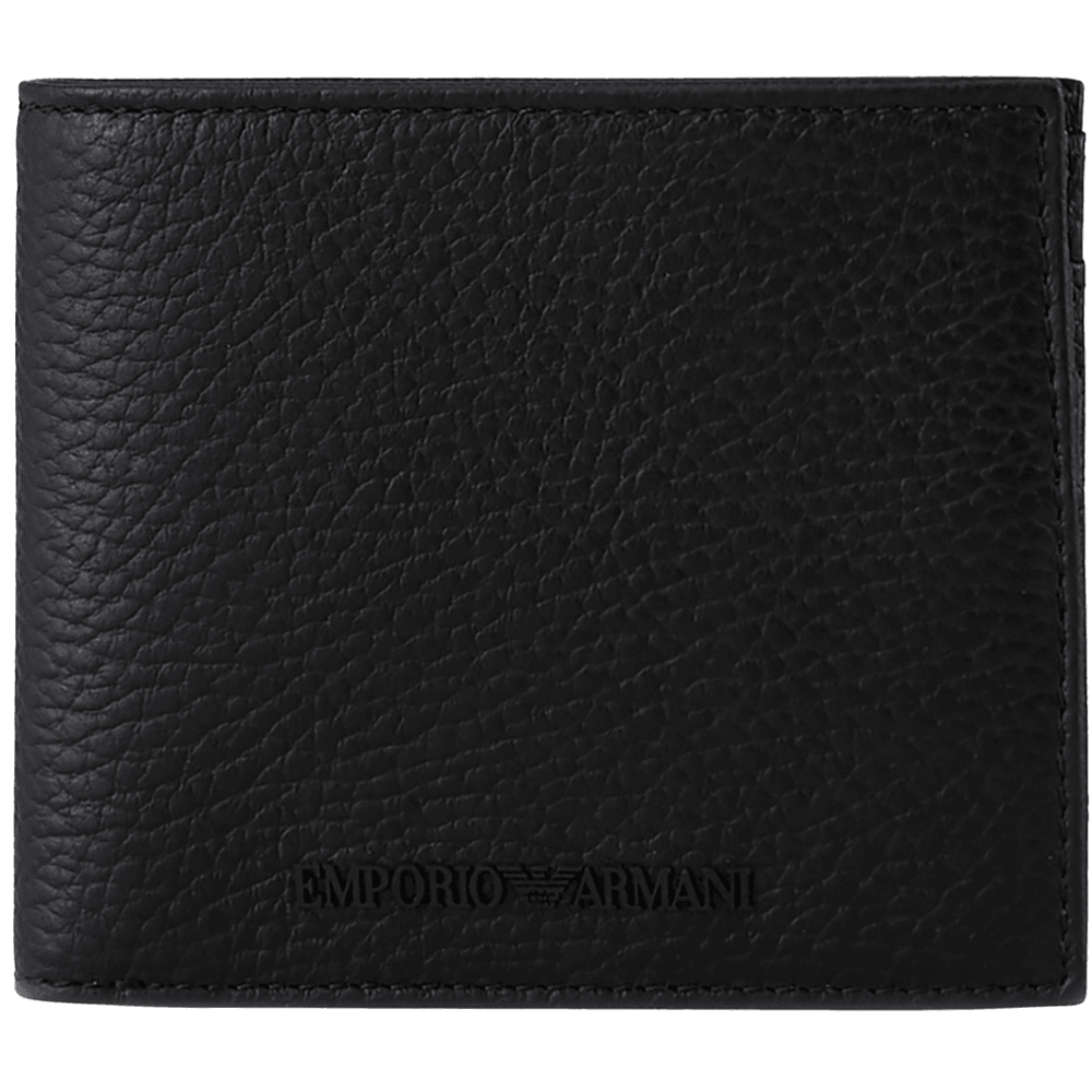 Rubberised Logo Black Leather Wallet