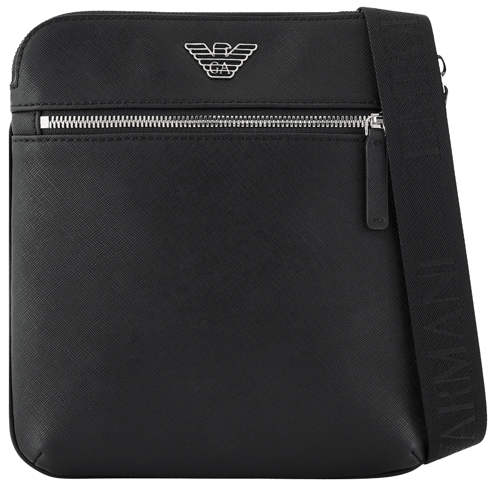ASV Eagle Logo Black Leather Shoulder Bag