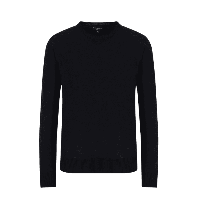 Crew Neck Wool Black Knitted Jumper
