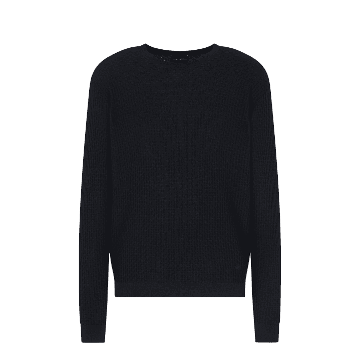 Embossed Pattern Black Knitted Jumper