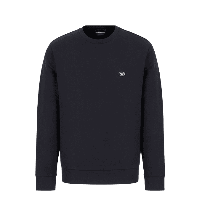 Cotton Chest Logo Regular Fit Navy Sweatshirt