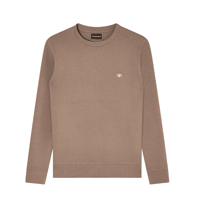 Cotton Chest Logo Regular Fit Beige Sweatshirt