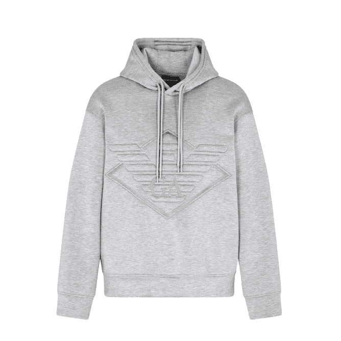 Embroidered Eagle Logo Grey Pullover Hoodie