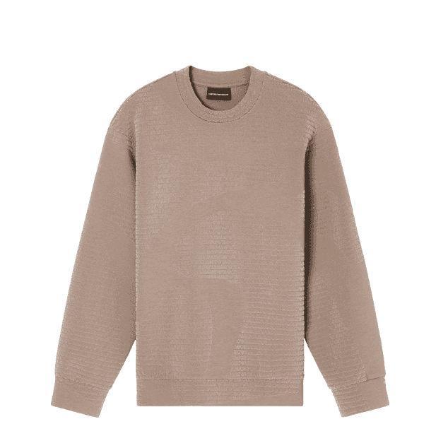 ASV Allover Flocked Logo Beige Sweatshirt