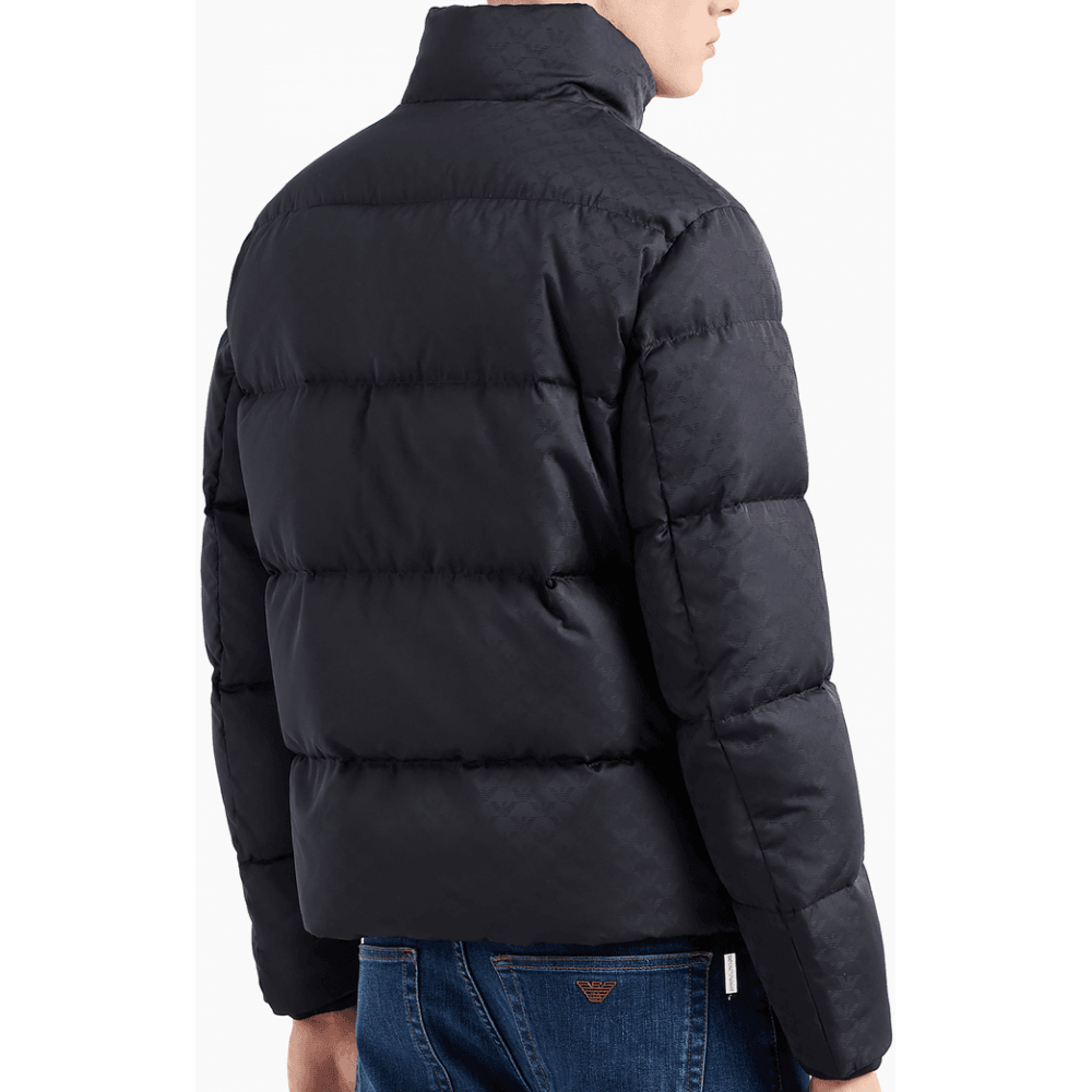 Allover Eagle Logo Quilted Black Puffer Jacket