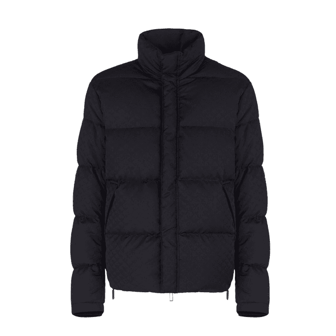 Allover Eagle Logo Quilted Navy Puffer Jacket