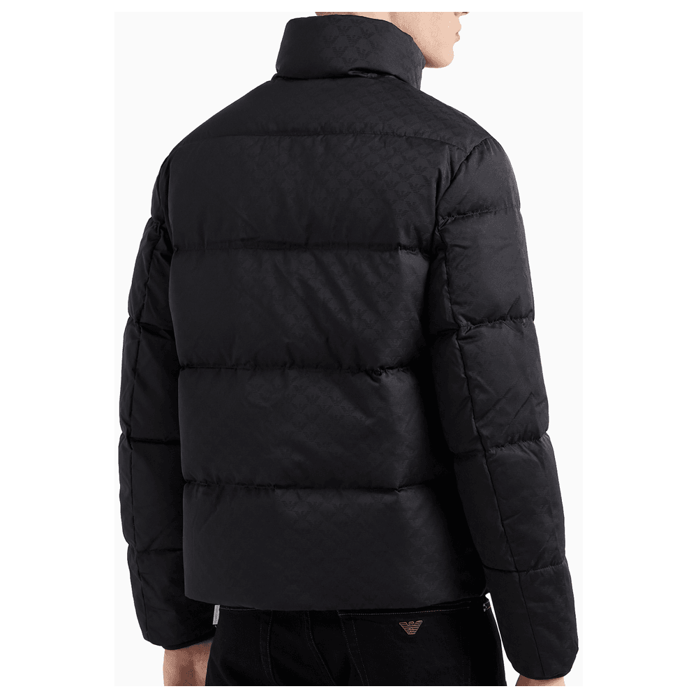 Allover Eagle Logo Quilted Navy Puffer Jacket