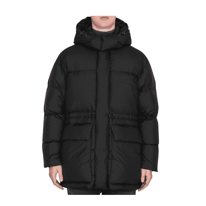 Patch Logo Black Nylon Puffer Jacket