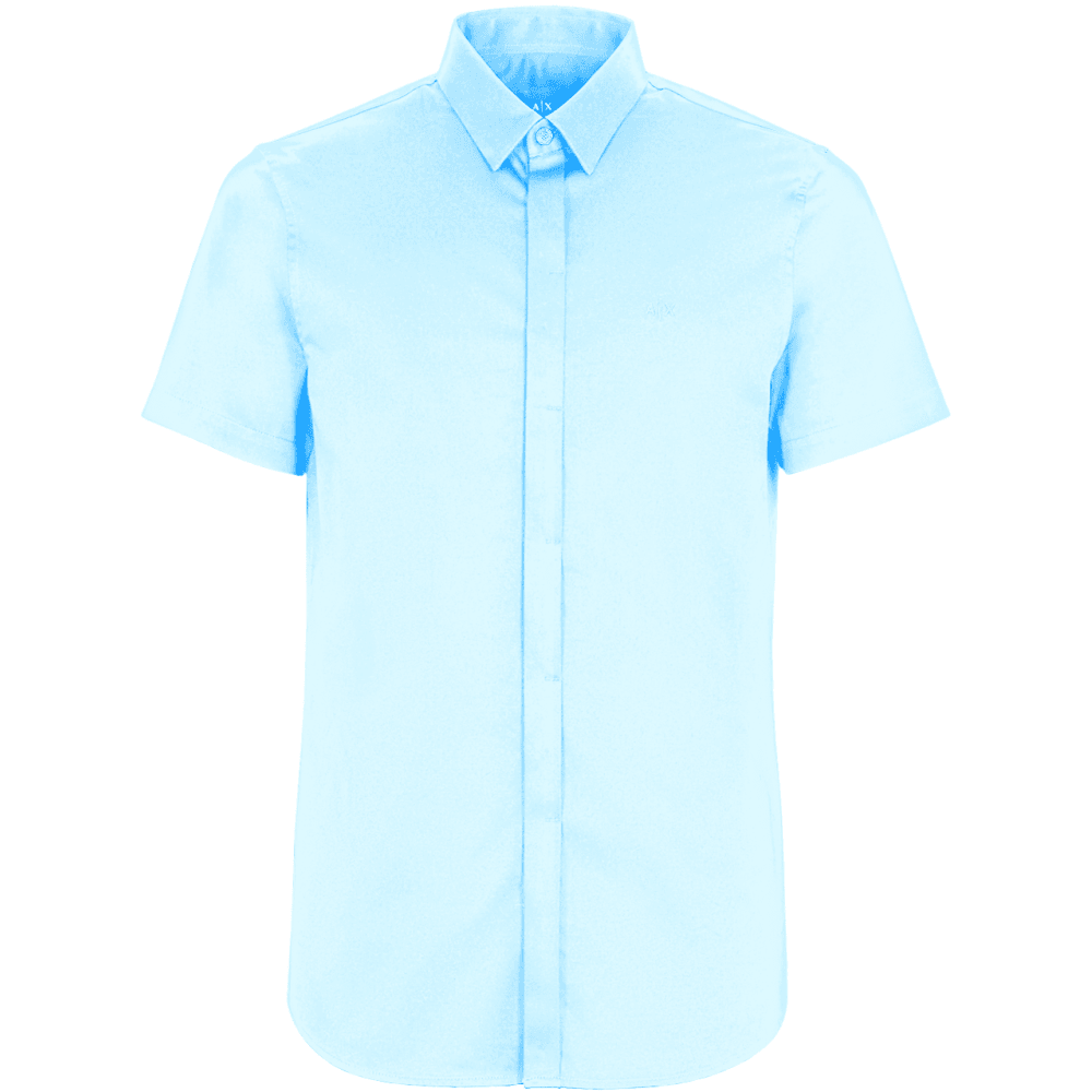 Woven Blue Button Up Short Sleeve Shirt
