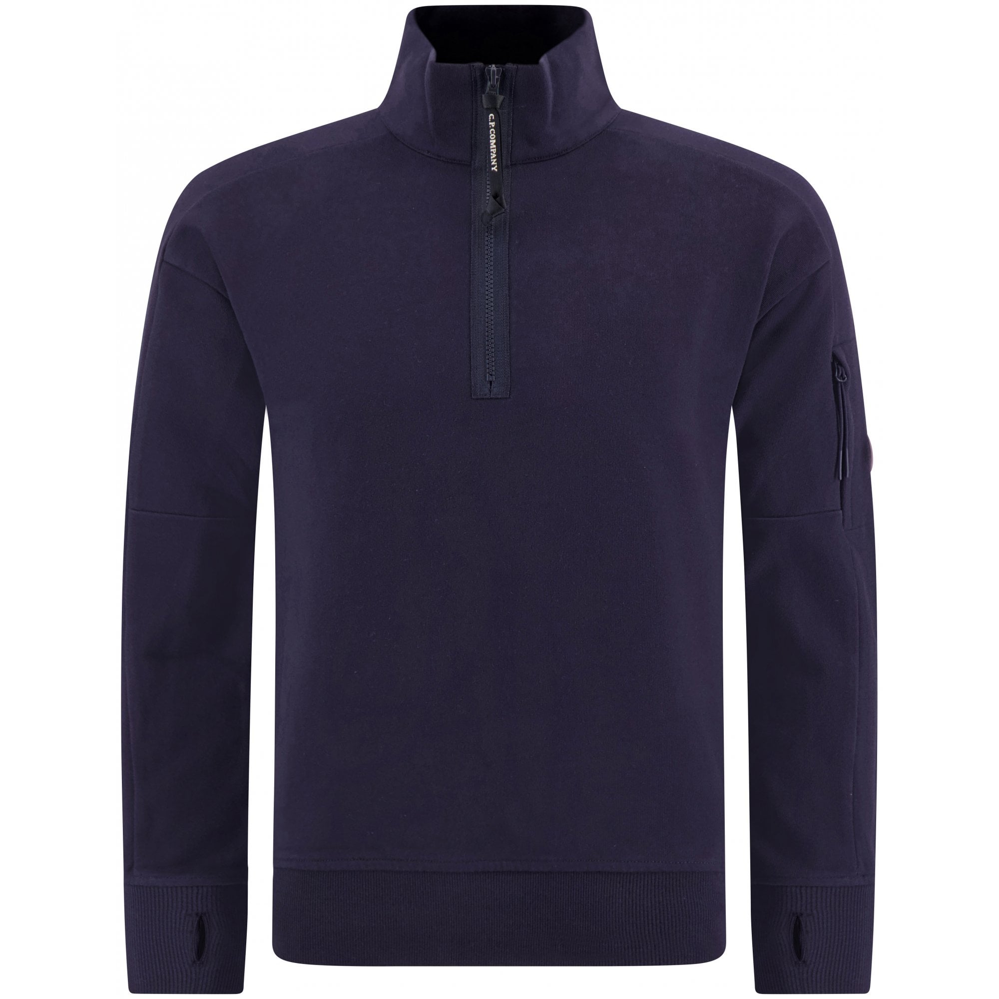 Cotton Lens Logo Quarter Zip Navy Sweatshirt