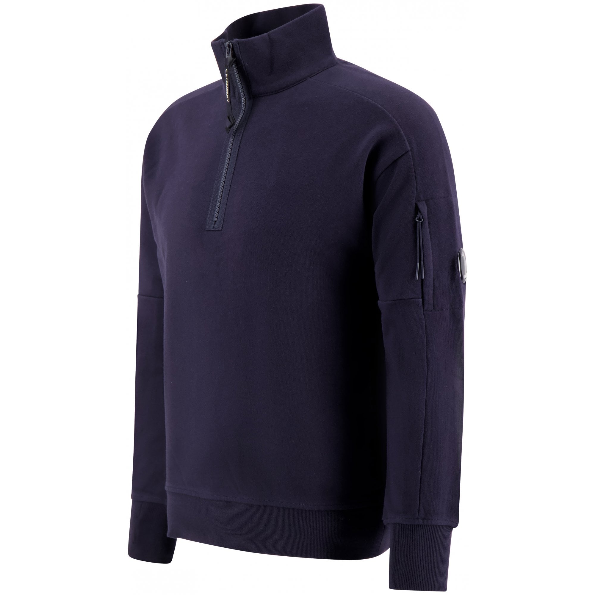 Cotton Lens Logo Quarter Zip Navy Sweatshirt