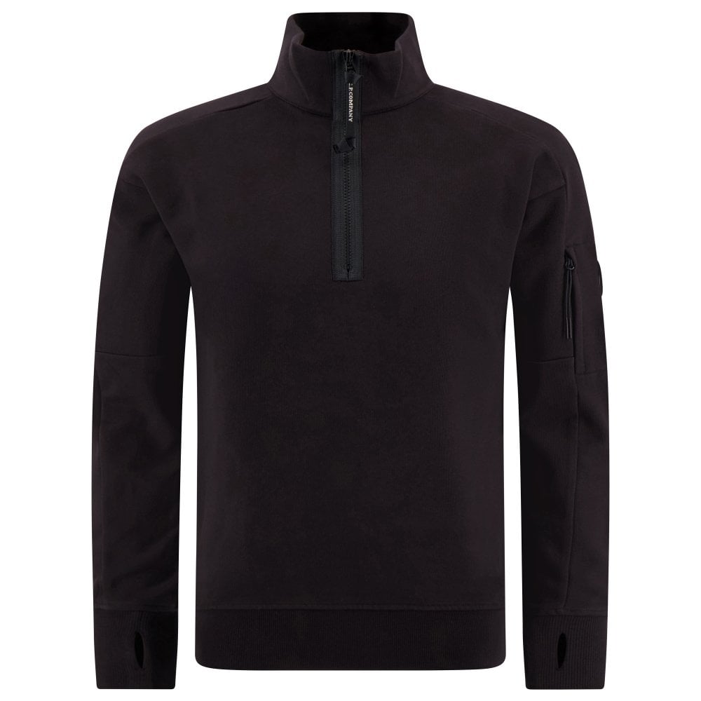 Cotton Lens Logo Quarter Zip Black Sweatshirt