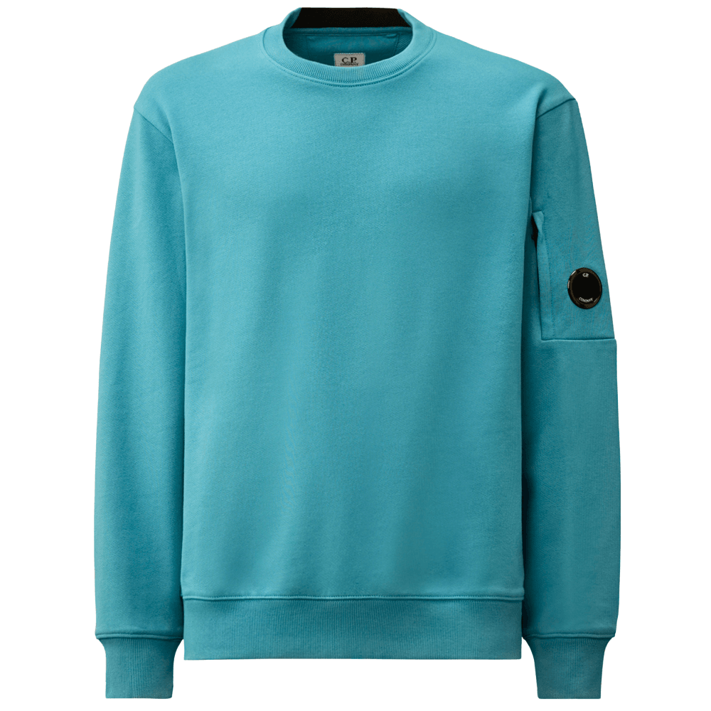 Cotton Lens Logo Crew Neck Turqoise Sweatshirt