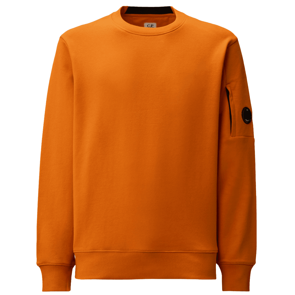 Cotton Lens Logo Crew Neck Orange Sweatshirt