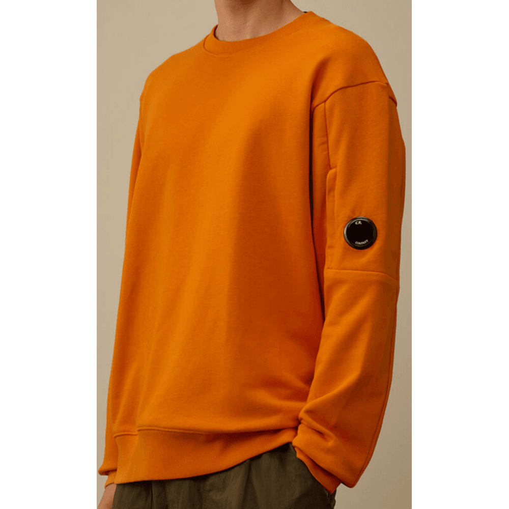 Cotton Lens Logo Crew Neck Orange Sweatshirt