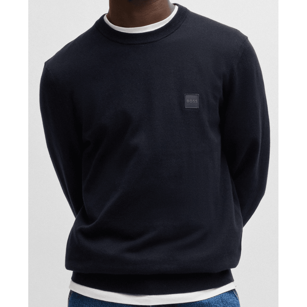 Kanovano Cashmere-Cotton Crew Neck Navy Jumper