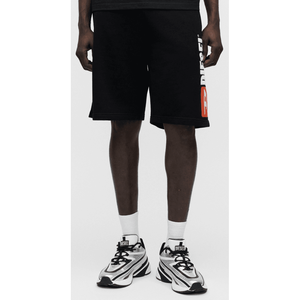 Crow Large Logo Black Cotton Shorts