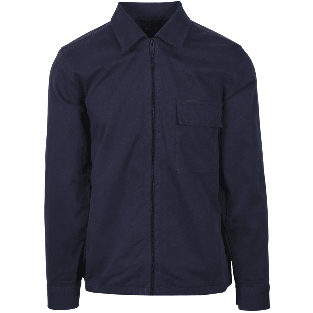 Lorum Cotton Zip Up Deep Blue Overshirt
