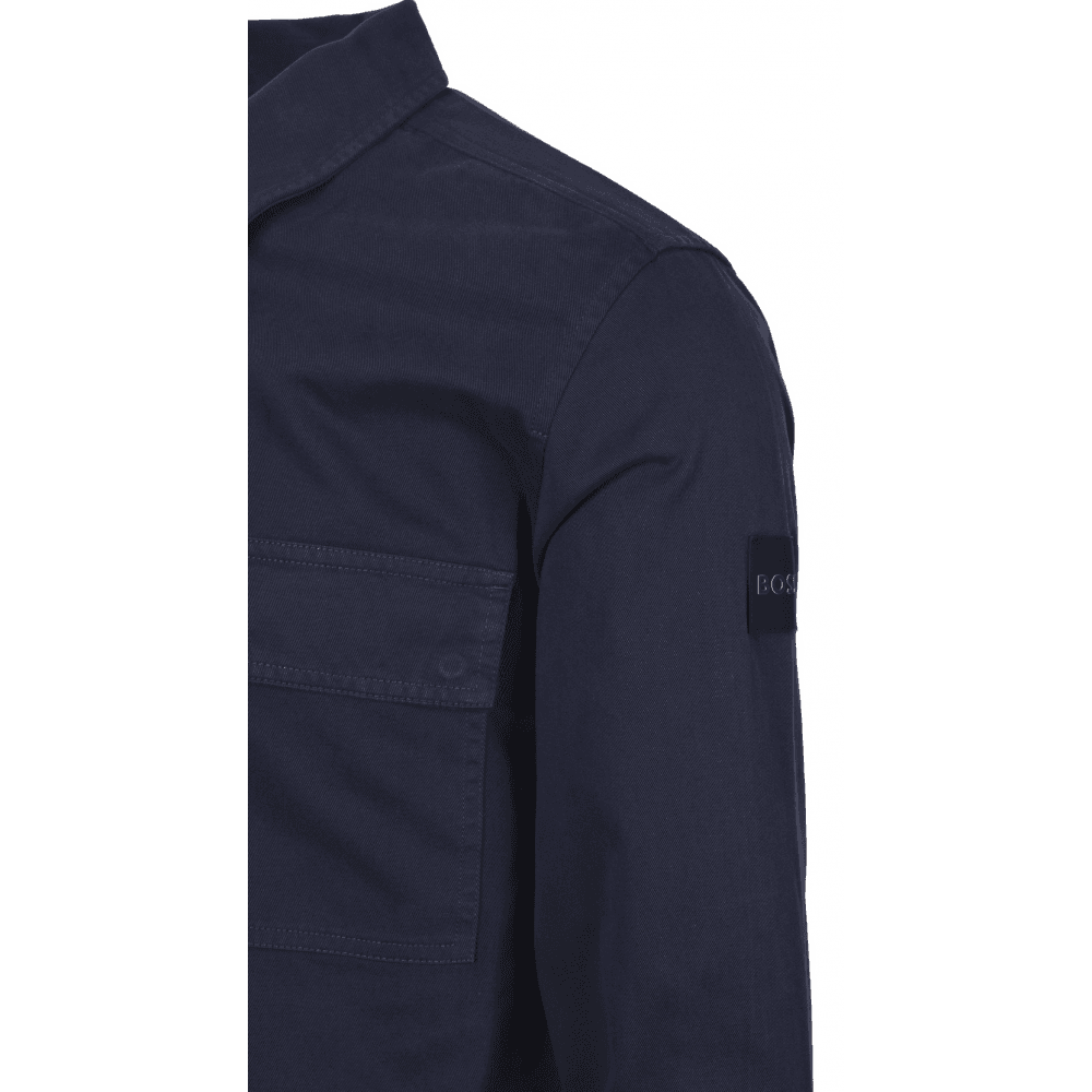 Lorum Cotton Zip Up Deep Blue Overshirt