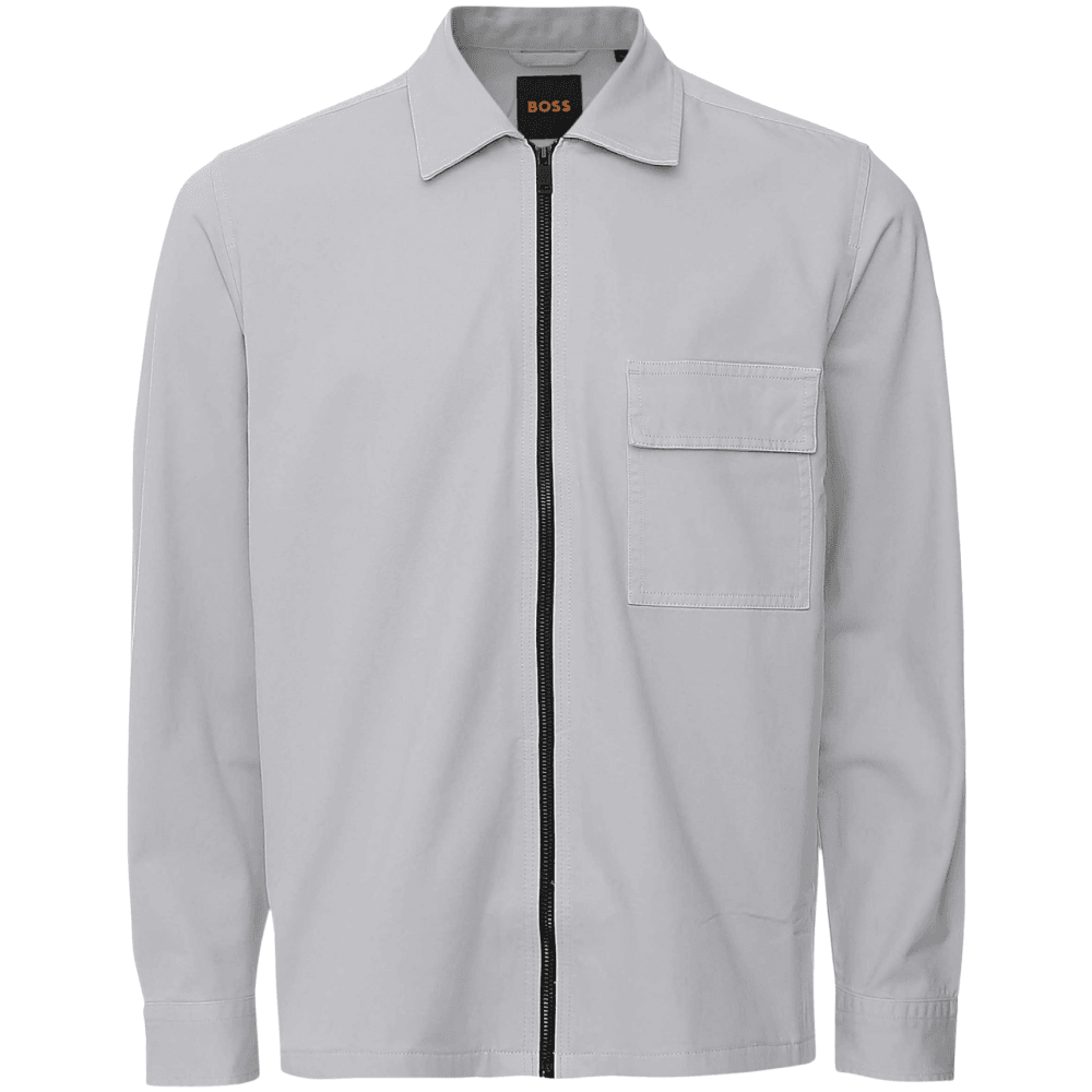 Lorum Cotton Zip Up Pastel Grey Overshirt