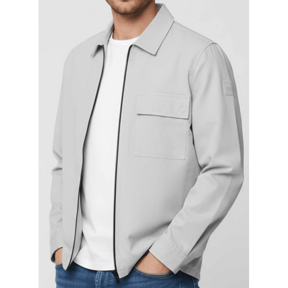 Lorum Cotton Zip Up Pastel Grey Overshirt