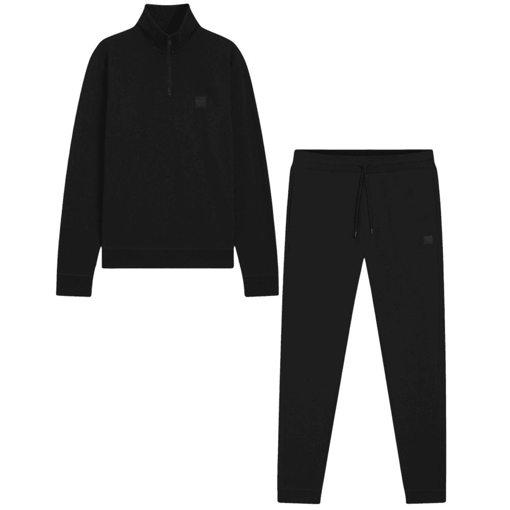 Zetrust Quarter Zip Black Cotton Tracksuit
