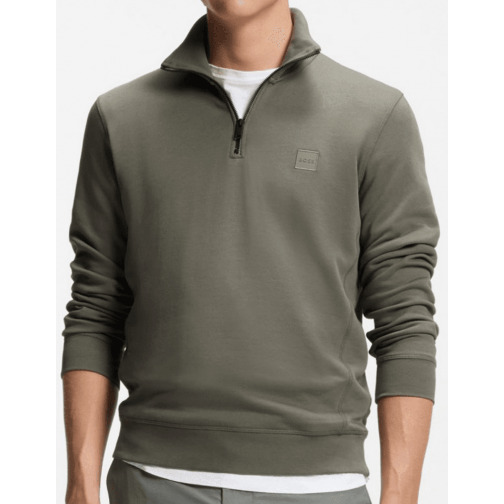 Zetrust Patch Logo Grey/Green Quarter Zip Sweatshirt