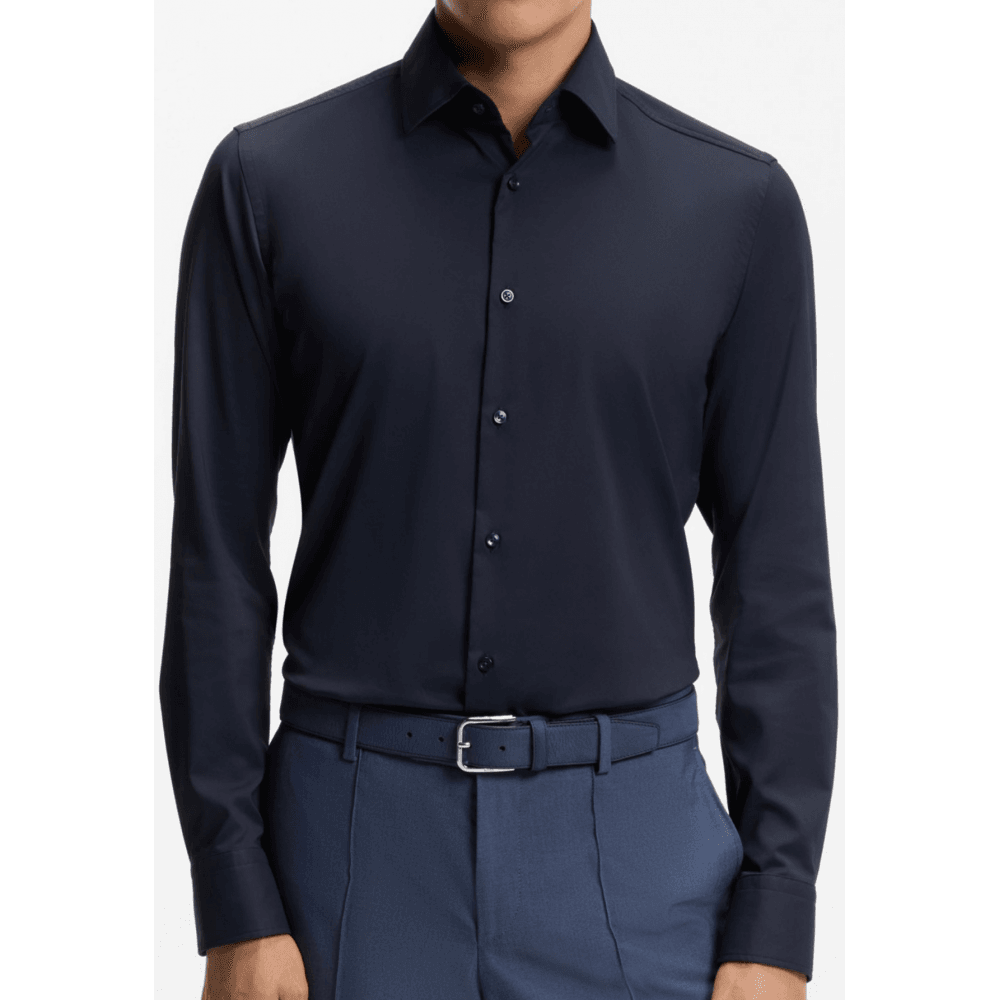 H-Hank Slim Fit Easy Iron Navy Shirt