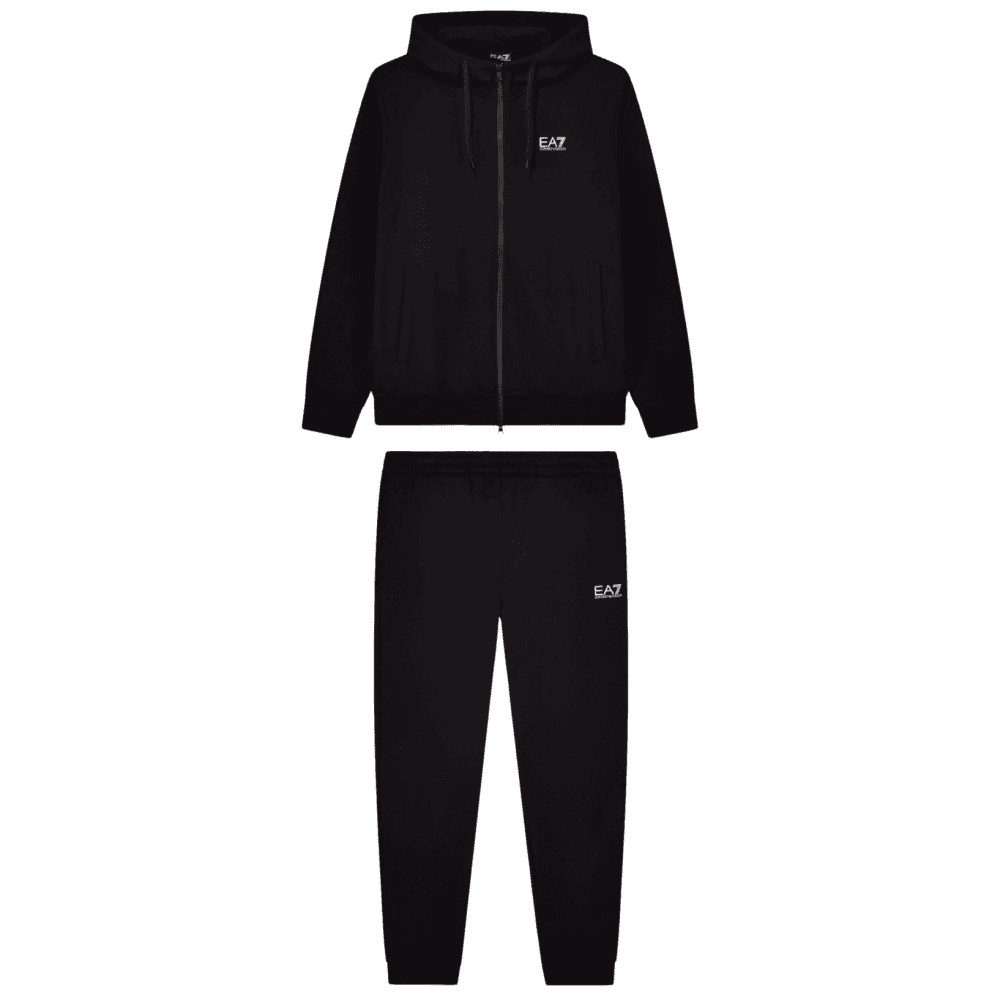 Core ID Zip Hooded Black Cotton Tracksuit