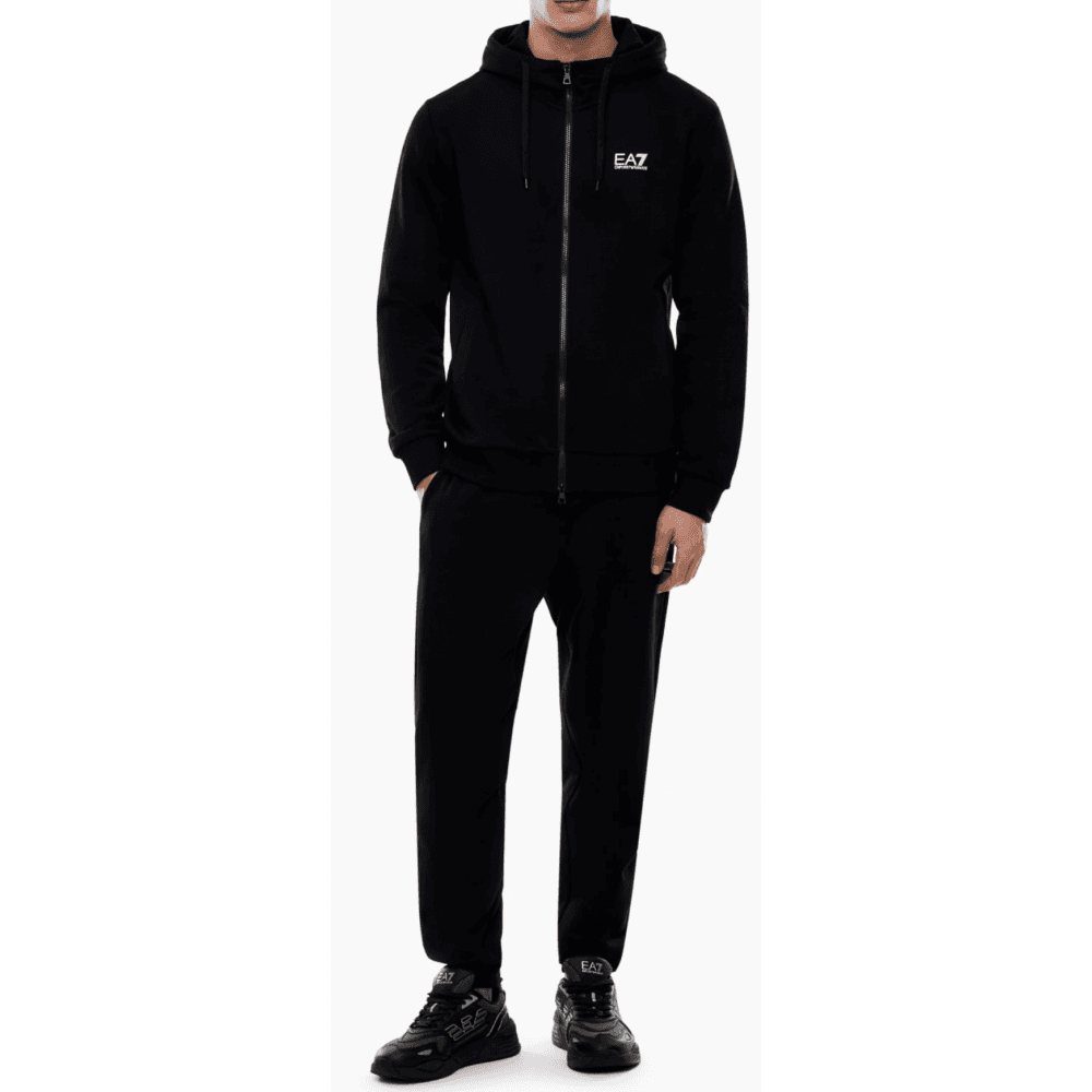 Core ID Zip Hooded Black Cotton Tracksuit