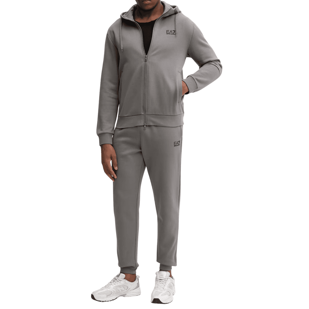 Core ID Zip Hooded Grey Cotton Tracksuit