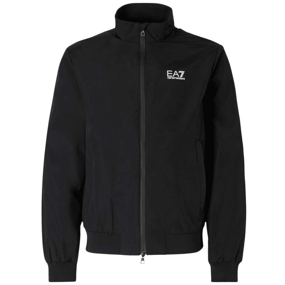 Funnel Neck Zip Up Black Jacket