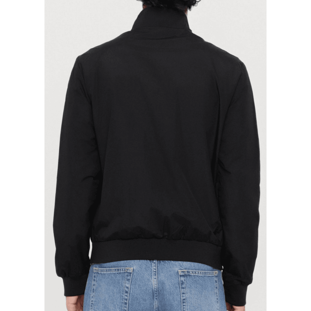 Funnel Neck Zip Up Black Jacket