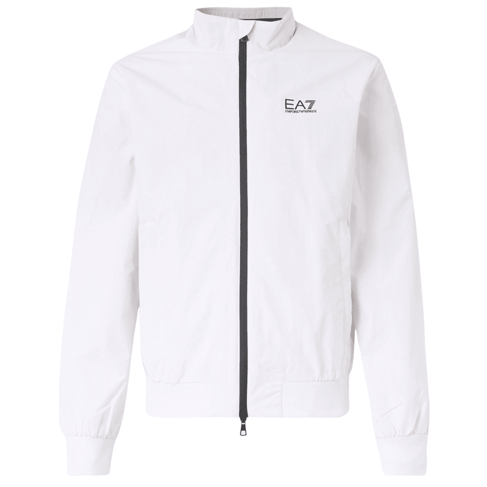 Funnel Neck Zip Up White Jacket