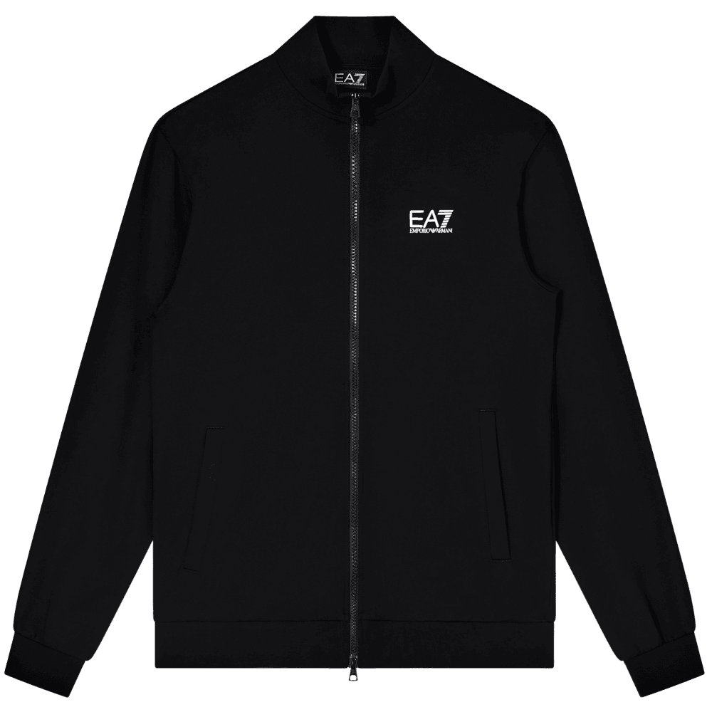 Lightweight Full Zip Funnel Neck Black Sweatshirt