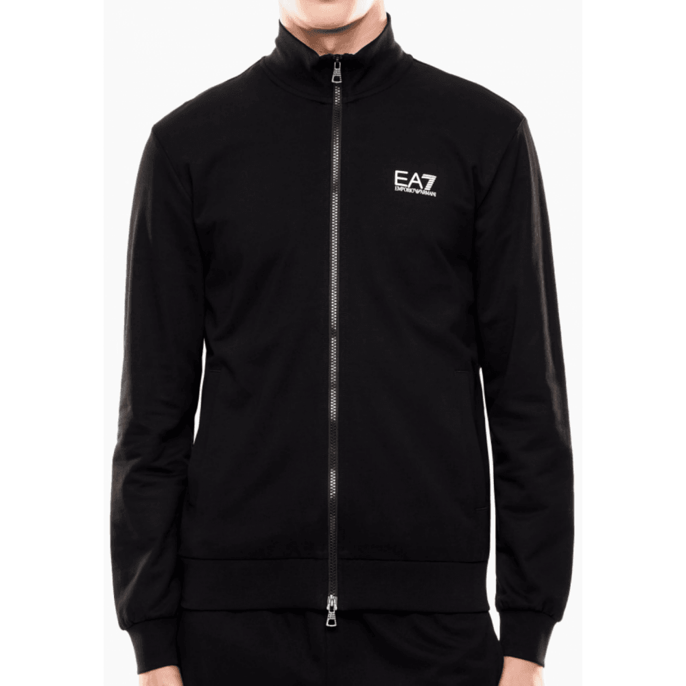 Lightweight Full Zip Funnel Neck Black Sweatshirt
