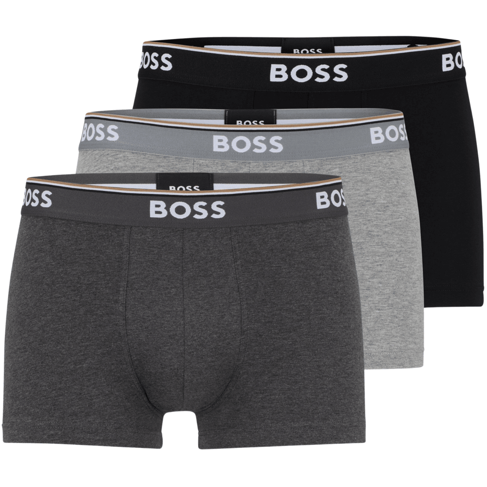 3-Pack Stretch Cotton Grey/Black Trunks