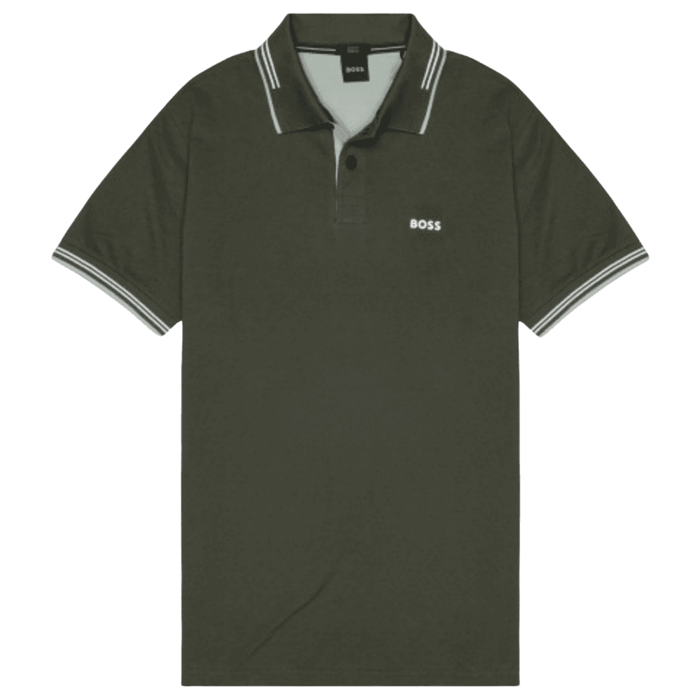 Paul Tipped Collar Slim Fit Green Polo Shirt