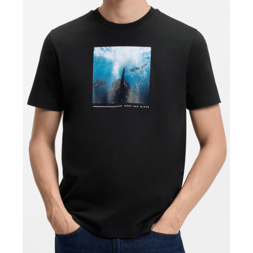 TEE_Creature Dolphin Graphic Black T-Shirt