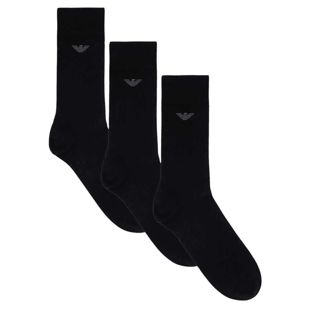Cotton 3-Pack Eagle Logo Black Socks