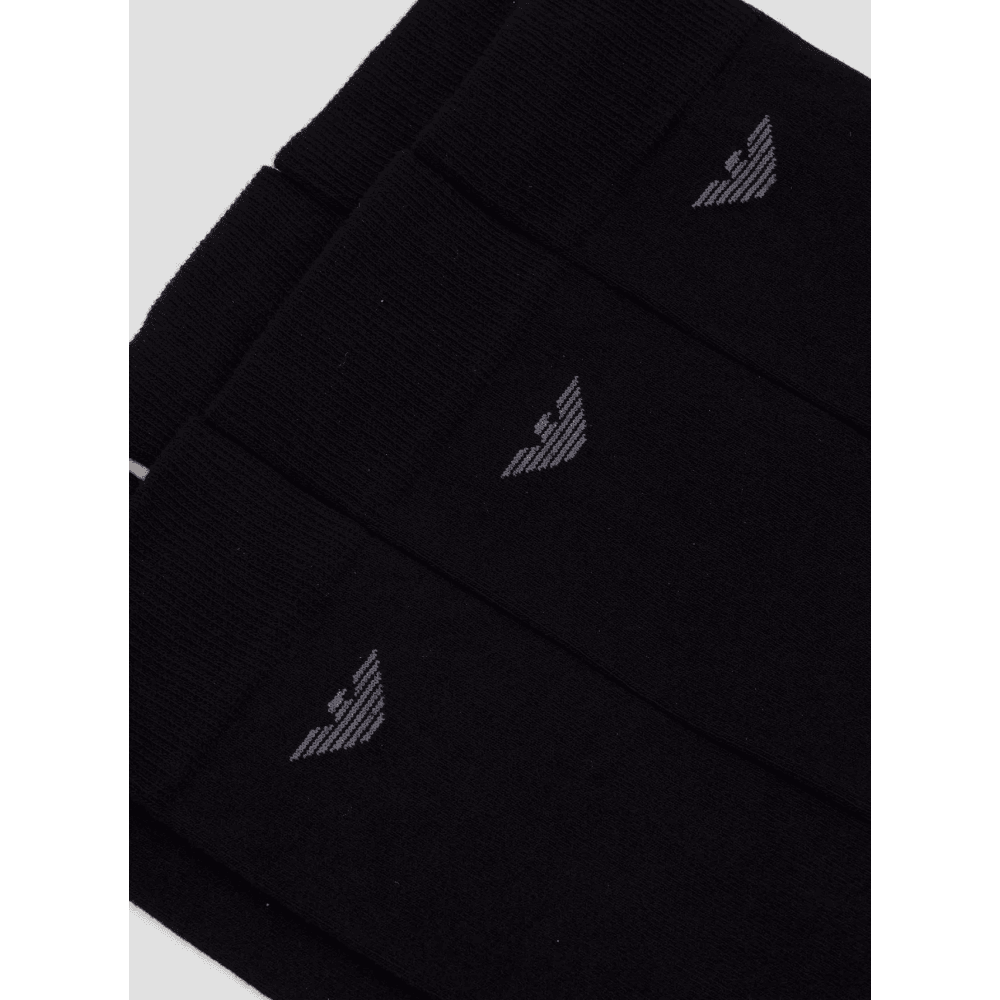 Cotton 3-Pack Eagle Logo Black Socks
