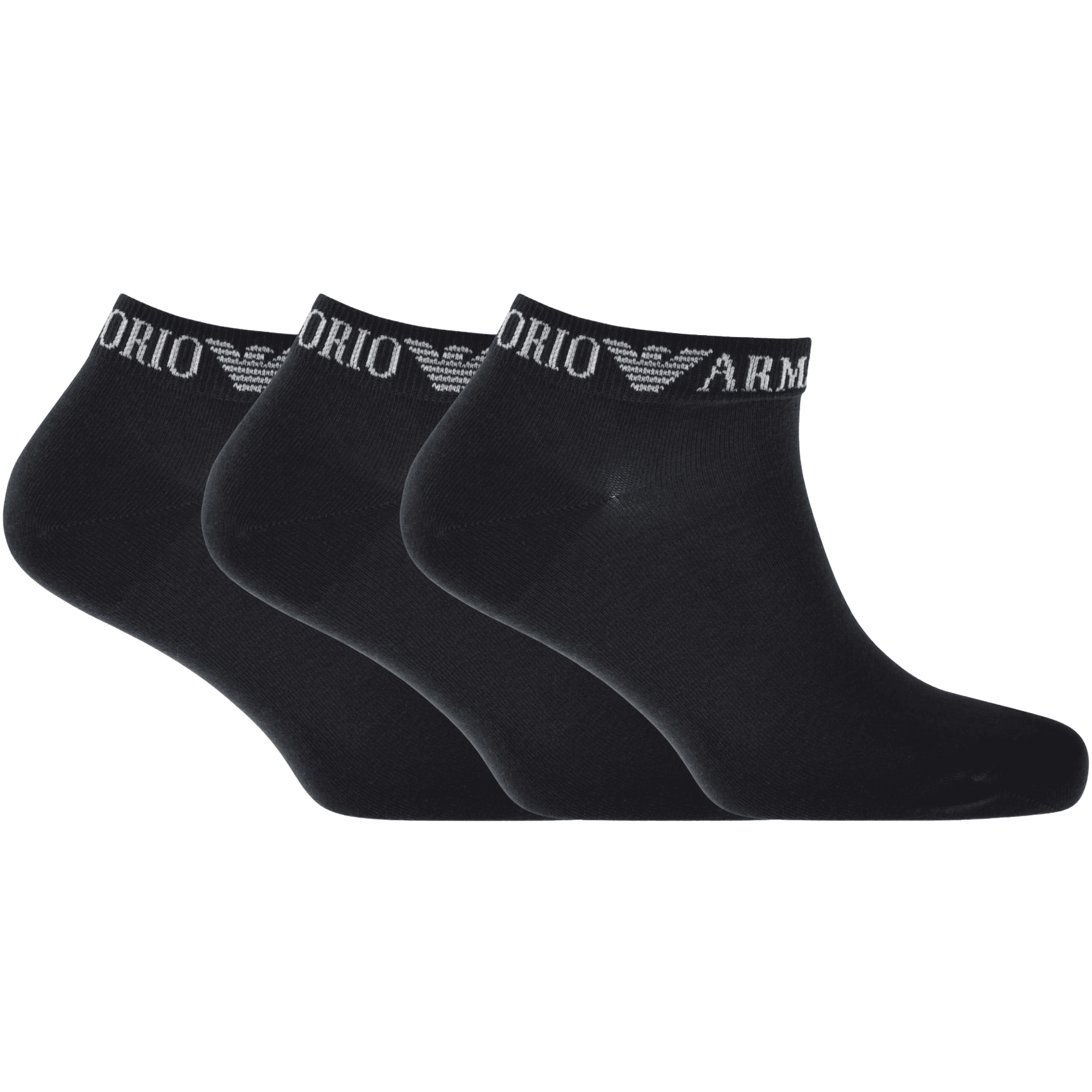 Cotton 3-Pair EA Logo Navy Ankle Socks