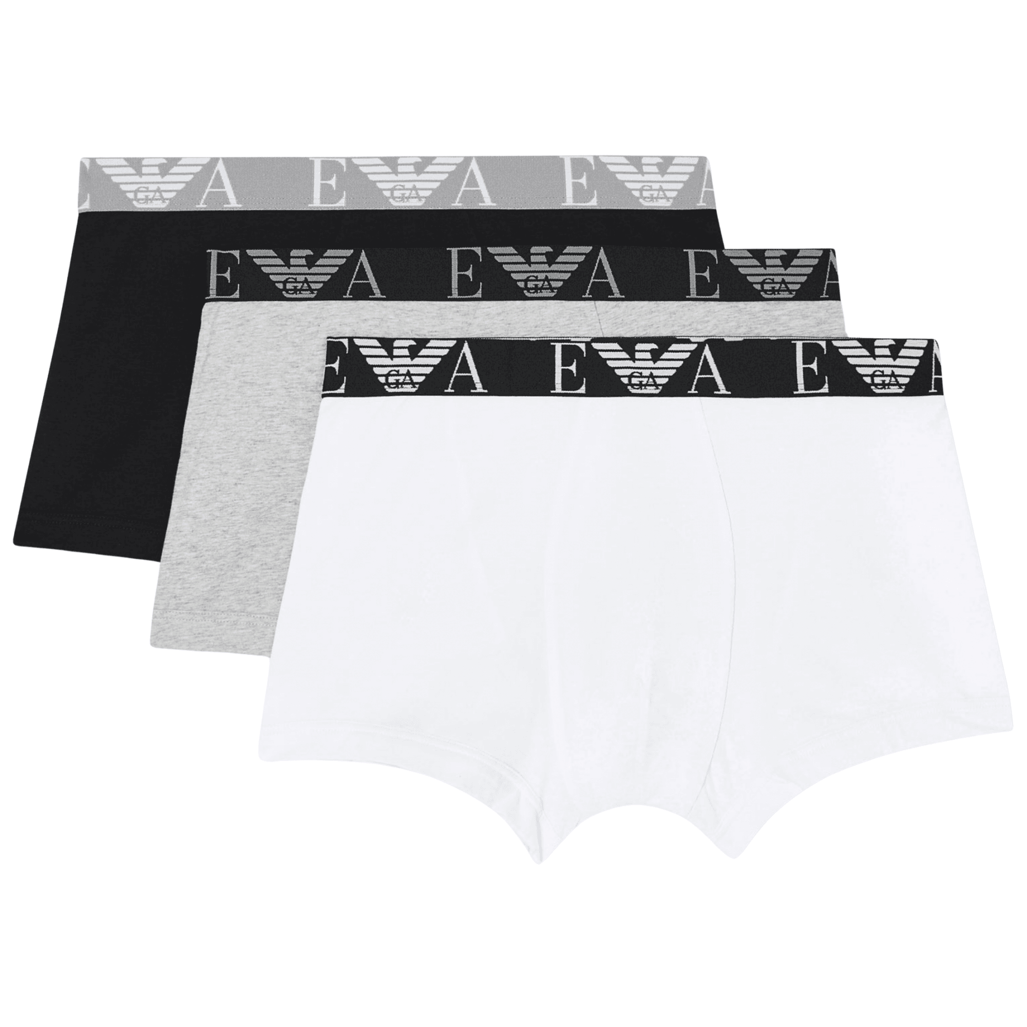 3-Pack Black/Grey/White Boxer Trunks